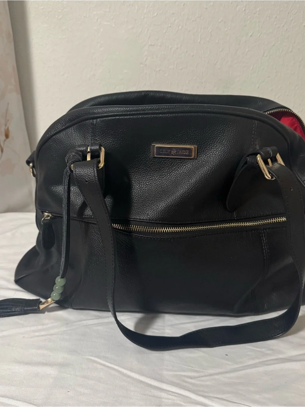 Lily Jade Rosie Stylish Black Baby Diaper Bag Gold Hardware Missing Long Strap